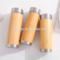 wholesale Stainless steel bamboo and wood thermos cup outdoor camping bottle